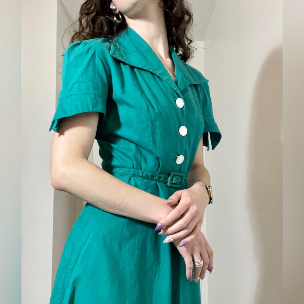 Vintage teal women’s dress 1950s